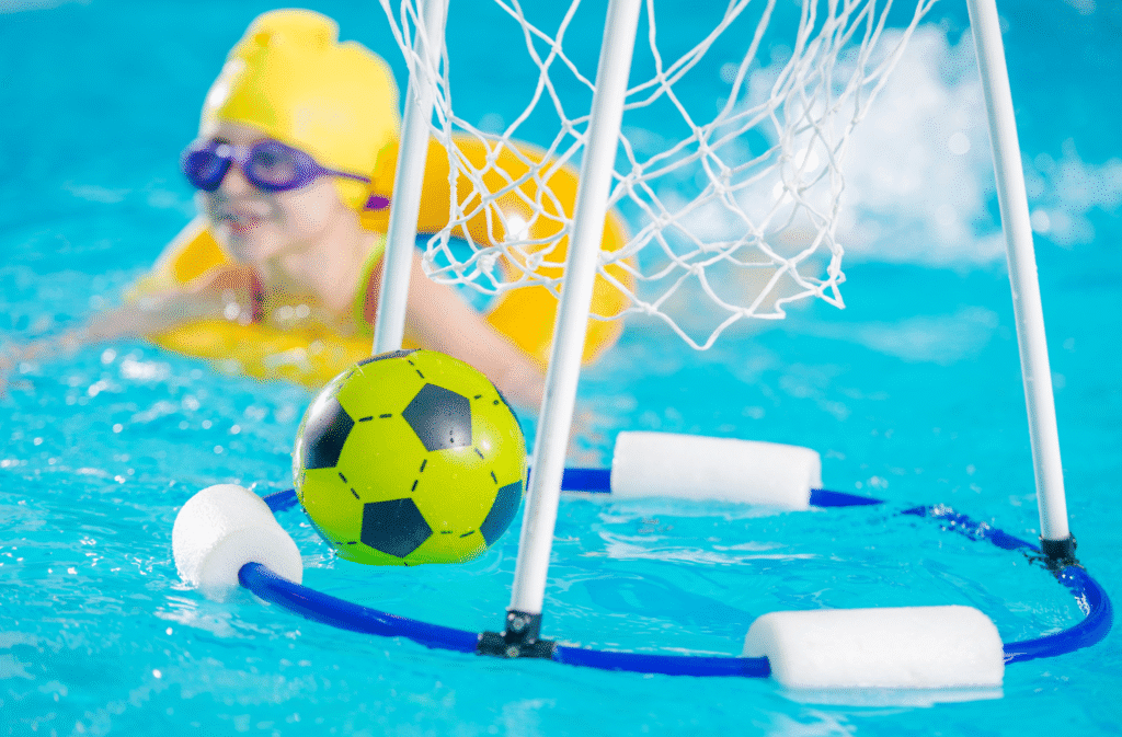 Pool Fountains, Accessories, Games, Floats, & More At Mr. Pool of Pasco & Crystal River 4 A soccer game in the pool
