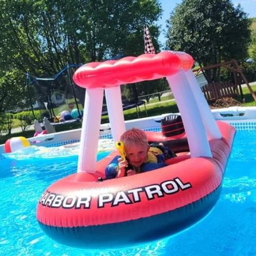 Pool Fountains, Accessories, Games, Floats, & More At Mr. Pool of Pasco & Crystal River 5 kid in boat floatie